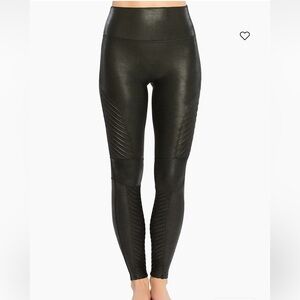 SPANX Faux Leather Moto Leggings - Black